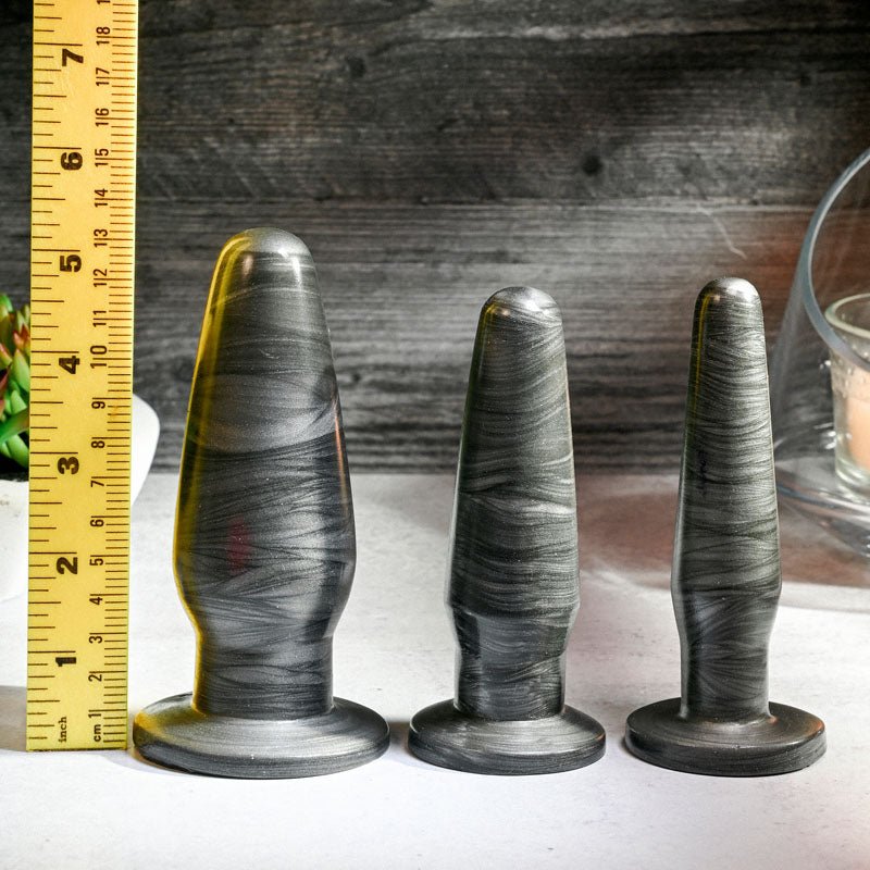 Adam & Eve ANAL ROCKETS TRAINER SET - Black Butt Plugs - Set of 3 Sizes - Silk and Sin