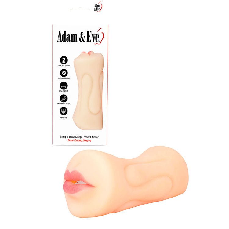 Adam & Eve Bang & Blow Deep Throat Stroker - Flesh Vagina & Mouth Dual Ended Stroker - Silk and Sin