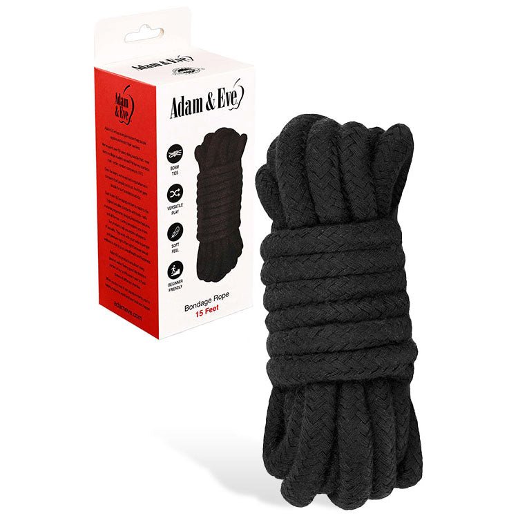 Adam & Eve BONDAGE ROPE - 4.5 metre (15 feet) - Black Bondage Rope - 4.5 metre Length - Silk and Sin