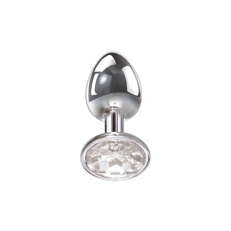 Adam & Eve Clear Gem Anal Plug - Small - Metallic 7.1 cm Small Butt Plug with Clear Gem Base - silkandsin