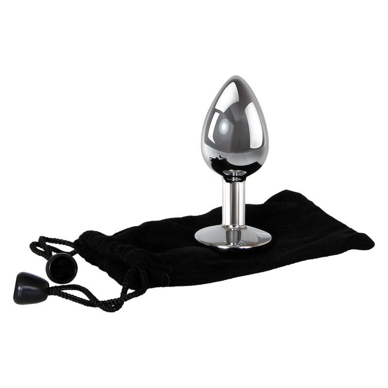 Adam & Eve Clear Gem Anal Plug - Small - Metallic 7.1 cm Small Butt Plug with Clear Gem Base - silkandsin