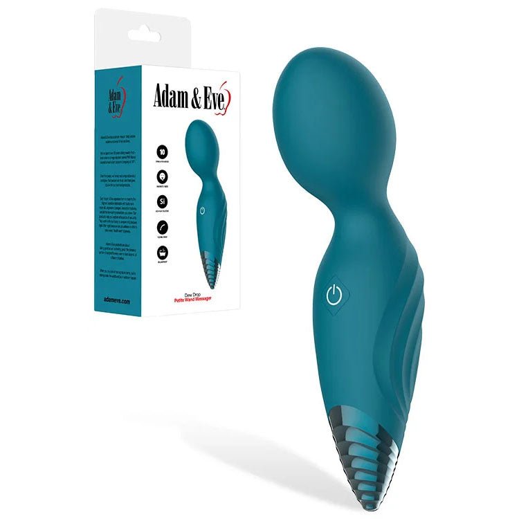 Adam & Eve DEW DROP - Green 12.7 cm USB Rechargeable Mini Massager Wand - Silk and Sin