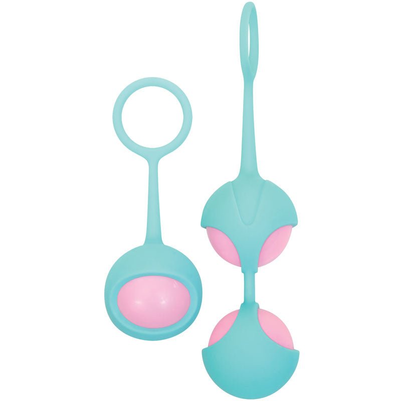 Adam & Eve Eve's Kegel Training Set - Teal/Pink Kegel Trainers - Set of 2 - Silk and Sin