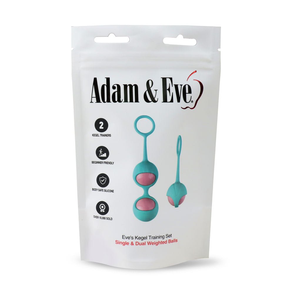 Adam & Eve Eve's Kegel Training Set - Teal/Pink Kegel Trainers - Set of 2 - Silk and Sin