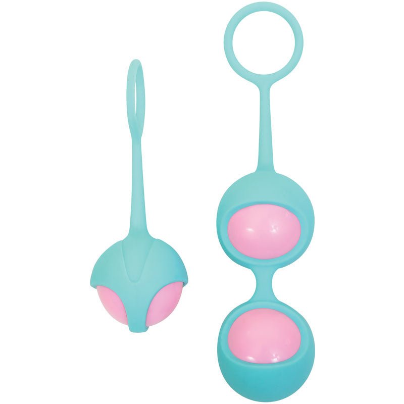 Adam & Eve Eve's Kegel Training Set - Teal/Pink Kegel Trainers - Set of 2 - Silk and Sin