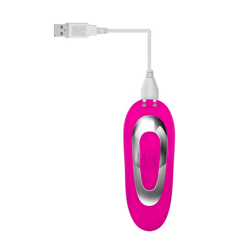 Adam & Eve Rechargeable Dual Entry Vibe - Pink USB Rechargeable Vibrator with Remote Control - Silk and Sin