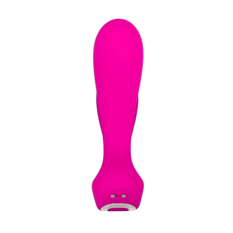 Adam & Eve Rechargeable Dual Entry Vibe - Pink USB Rechargeable Vibrator with Remote Control - Silk and Sin