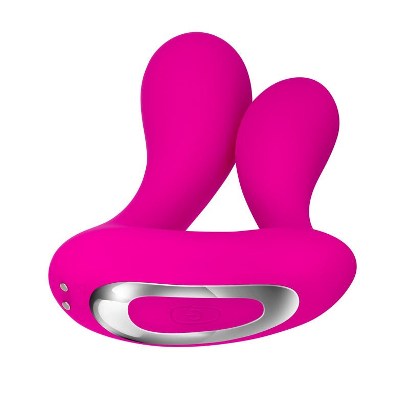 Adam & Eve Rechargeable Dual Entry Vibe - Pink USB Rechargeable Vibrator with Remote Control - Silk and Sin