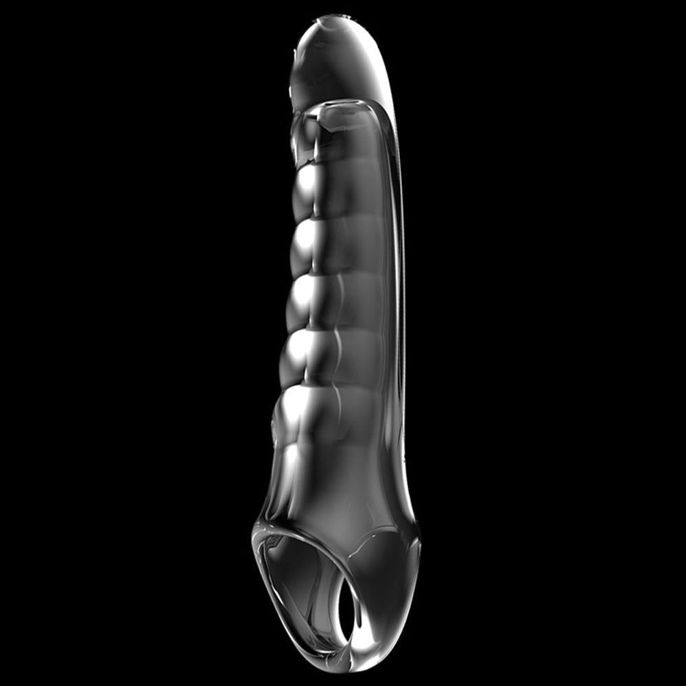 Adam & Eve Ridged Rider - Clear 22.9 cm Penis Extension Sleeve - Silk and Sin