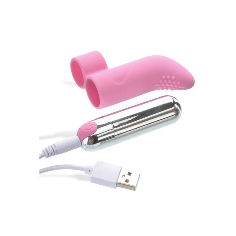 Adam & Eve Silicone Rechargeable Finger Vibe - Pink USB Rechargeable Finger Stimulator - Silk and Sin
