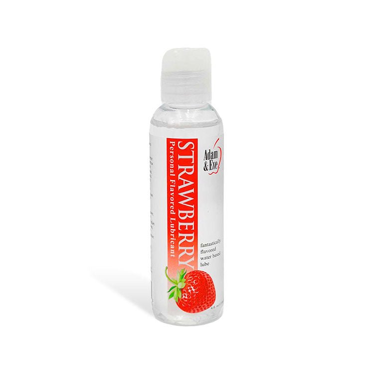 Adam & Eve STRAWBERRY Lubricant - Strawberry Flavoured Water Based Lubricant - 118 ml Bottle - silkandsin