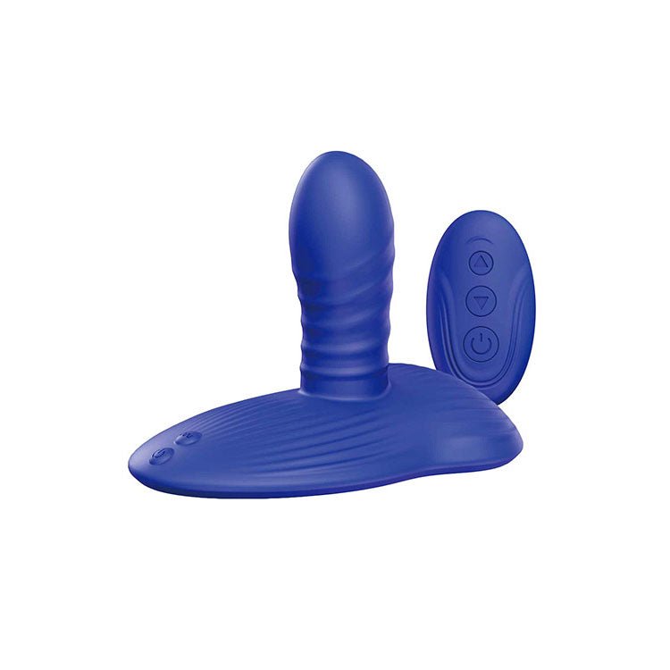 Adam & Eve THE MIDNGHT RIDER - Blue USB Rechargeable Thrusting Vibrating Grinder with Remote Control - Silk and Sin