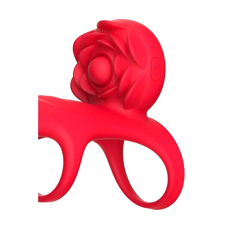 Adam & Eve VIBRATING ROSE COUPLES CAGE - Red USB Rechargeable Vibrating Penis Cage with Wireless Remote - silkandsin