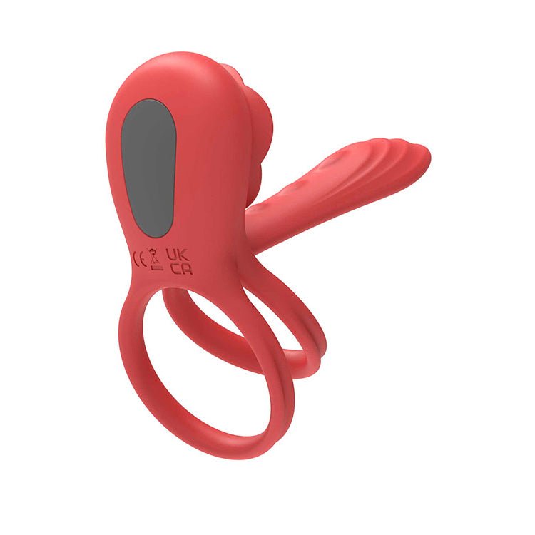 Adam & Eve VIBRATING ROSE GIRTH ENHANCER - Red USB Rechargeable Vibrating Cock & Ball Rings - Silk and Sin