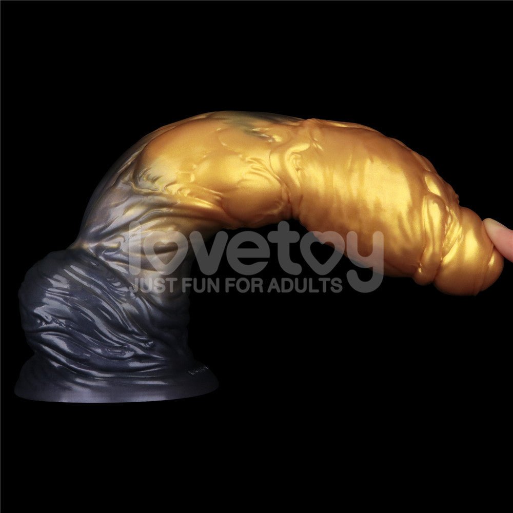 Aerosx 10 Inch Dual Density Inflatable Dildo - Gold/Blue 33 cm Inflatable Fantasy Dildo - Silk and Sin