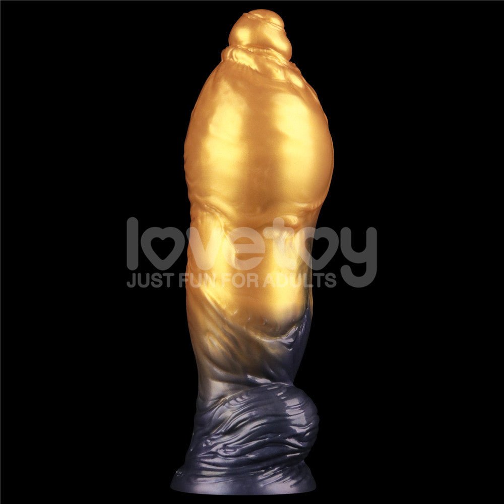 Aerosx 10 Inch Dual Density Inflatable Dildo - Gold/Blue 33 cm Inflatable Fantasy Dildo - Silk and Sin