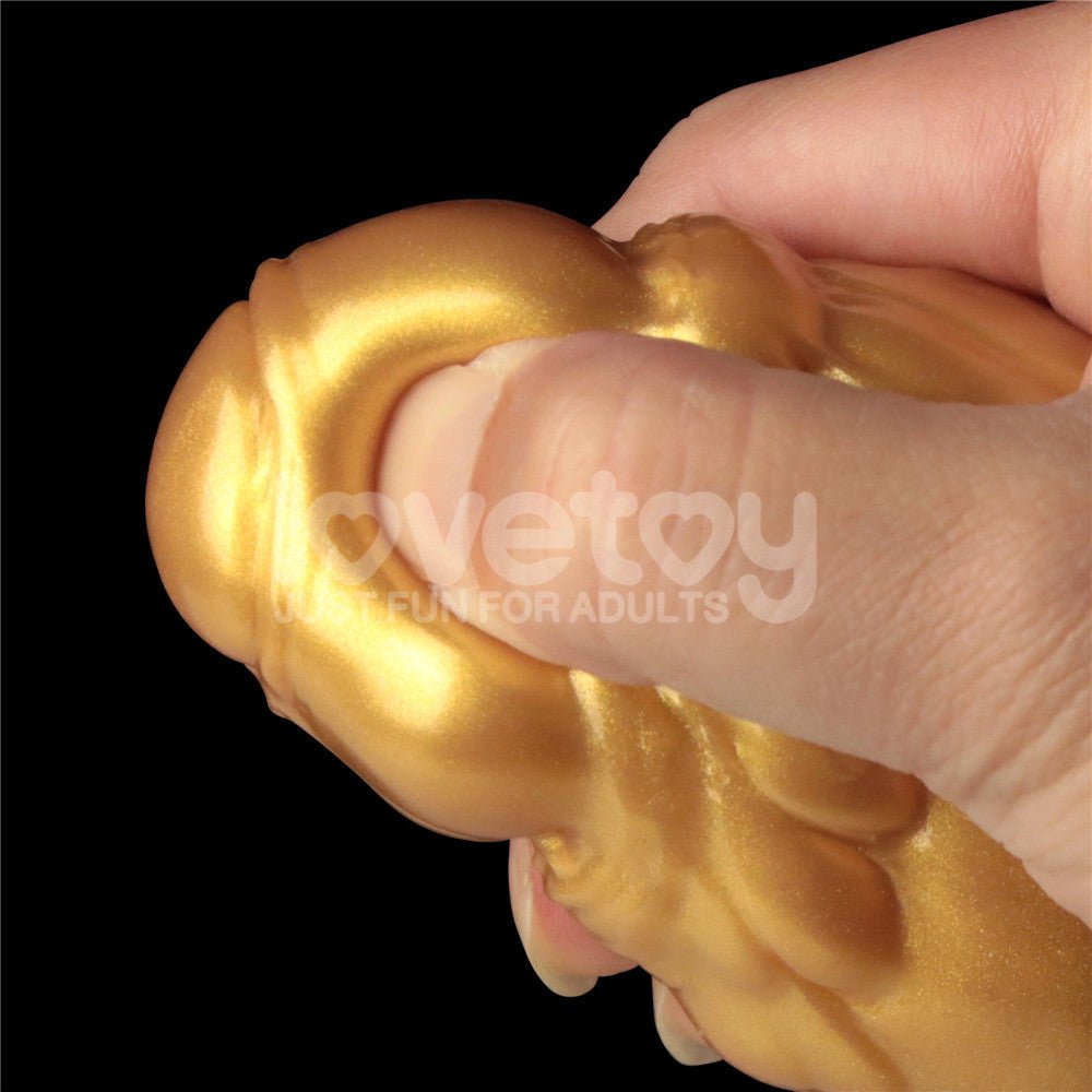 Aerosx 10 Inch Dual Density Inflatable Dildo - Gold/Blue 33 cm Inflatable Fantasy Dildo - Silk and Sin