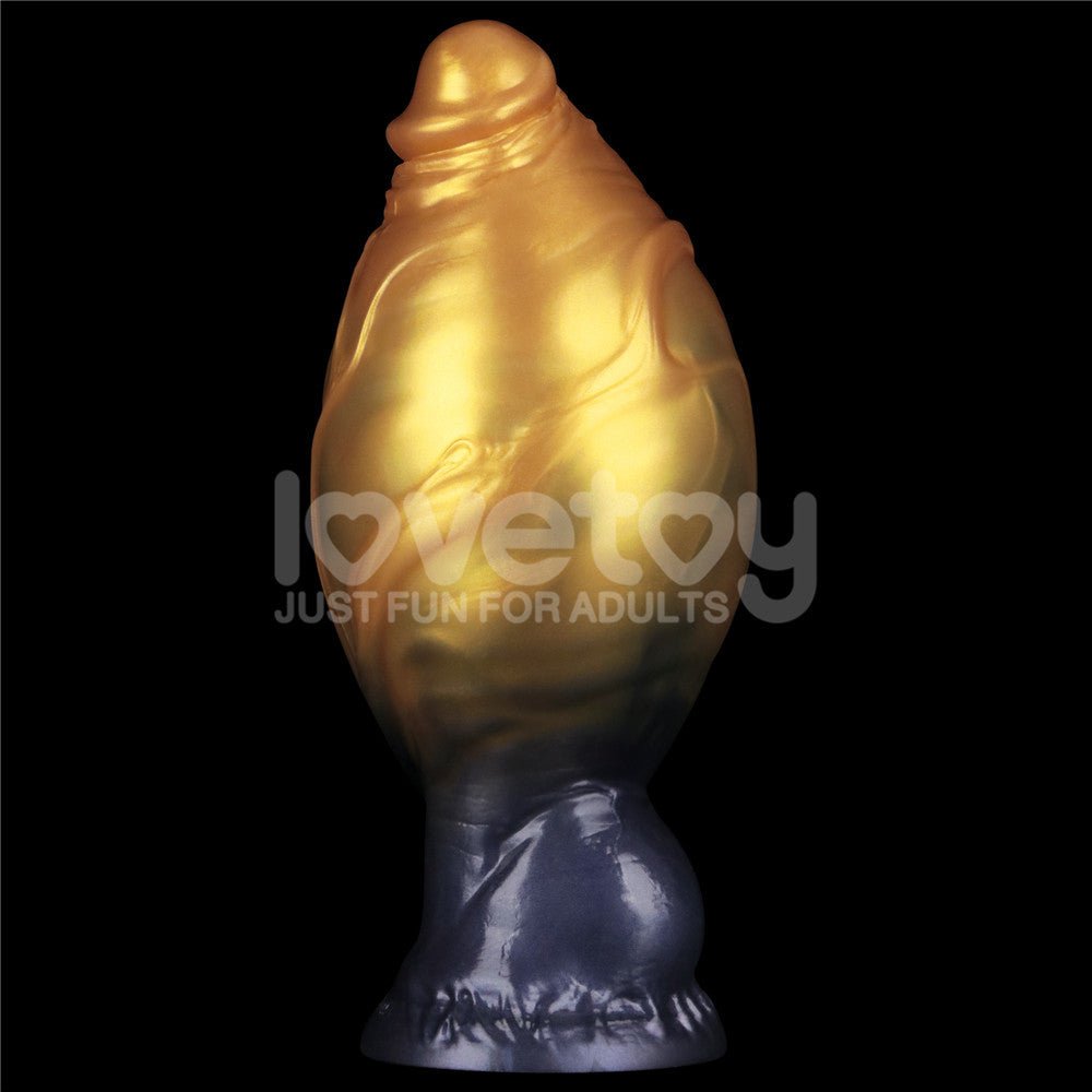 Aerosx 7.5 Inch Dual Density Inflatable Dildo - Gold/Blue 24 cm Inflatable Fantasy Dildo - Silk and Sin