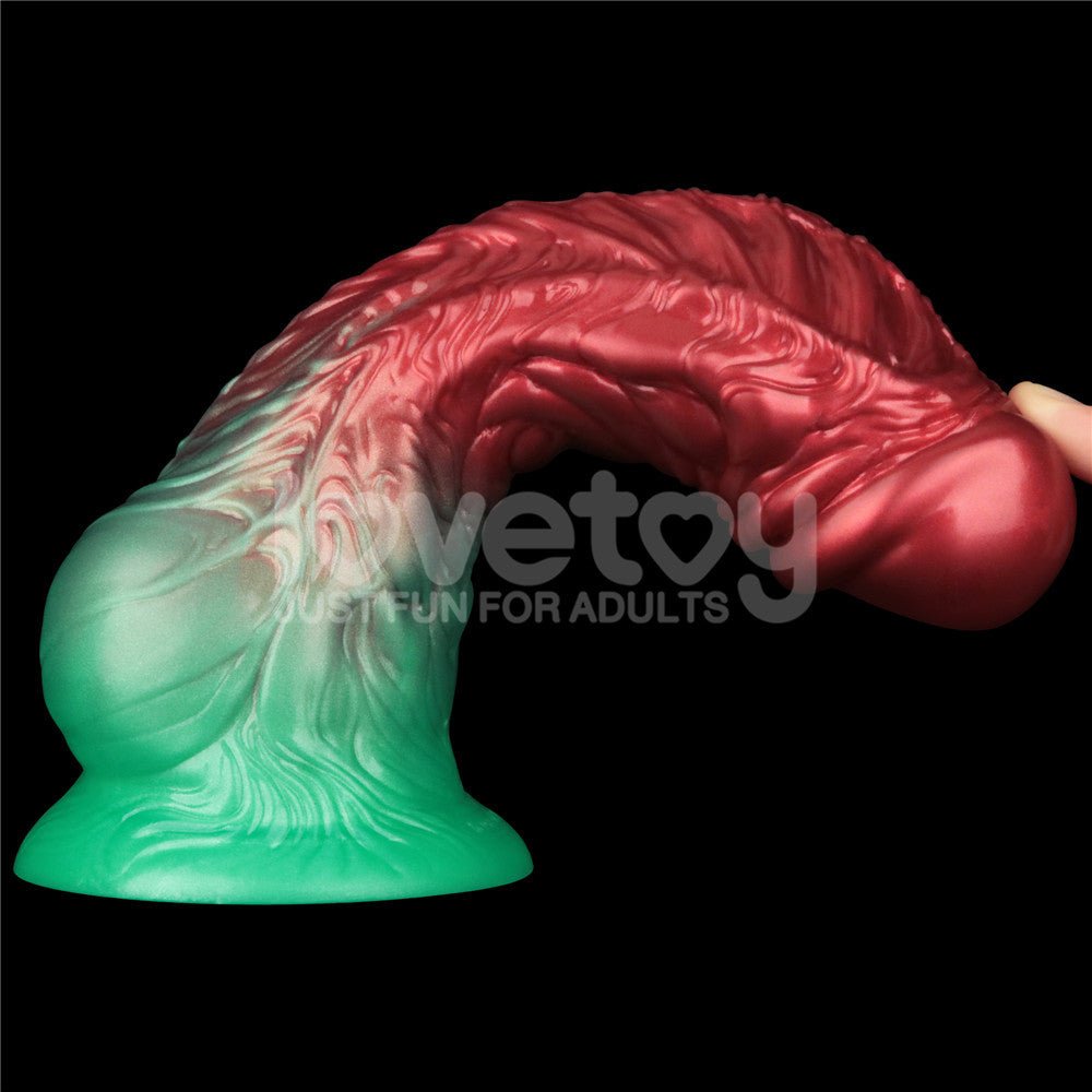 Aerosx 8 Inch Dual Density Inflatable Dildo - Red/Green 28 cm Inflatable Fantasy Dildo - Silk and Sin