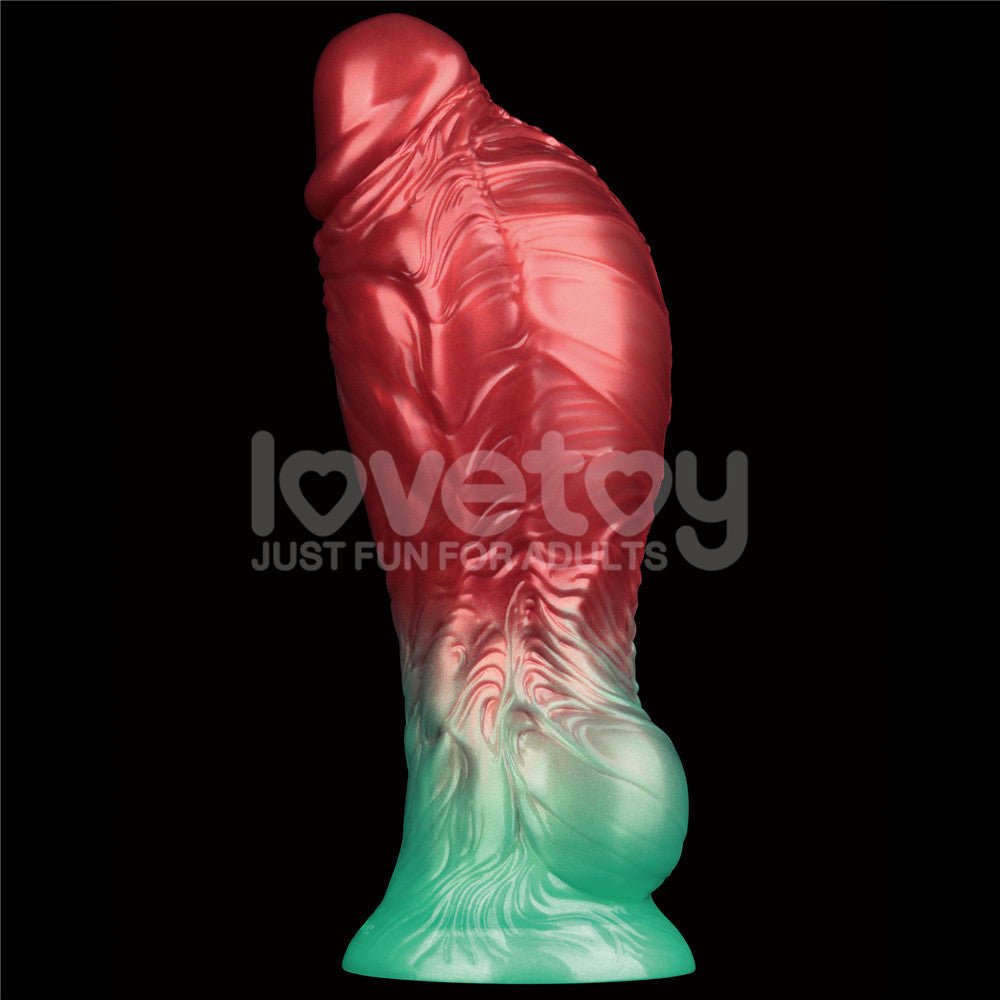 Aerosx 8 Inch Dual Density Inflatable Dildo - Red/Green 28 cm Inflatable Fantasy Dildo - Silk and Sin
