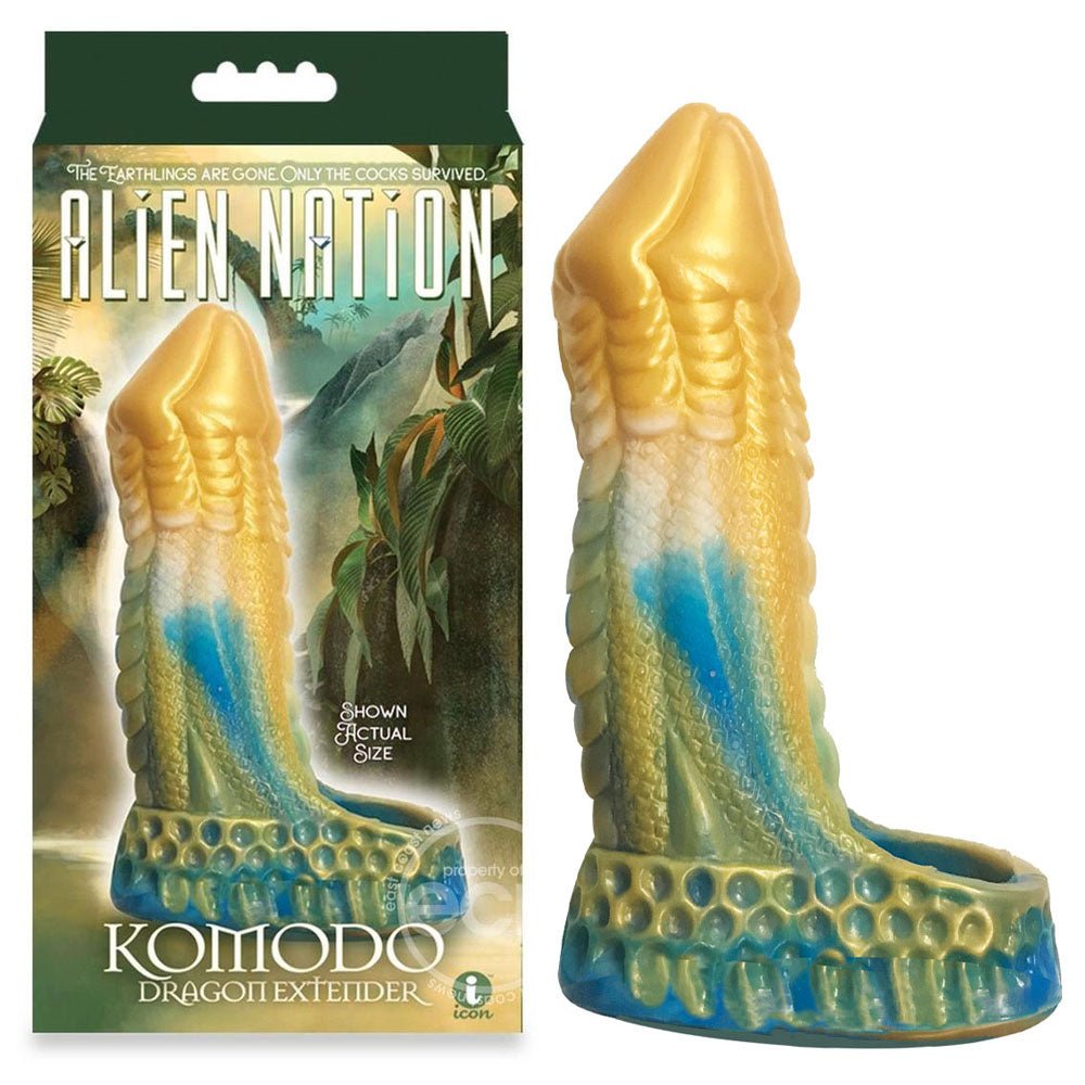 Alien Nation - Komodo - Blue/Gold 16.5 cm Penis Extender Fantasy Sleeve - Silk and Sin