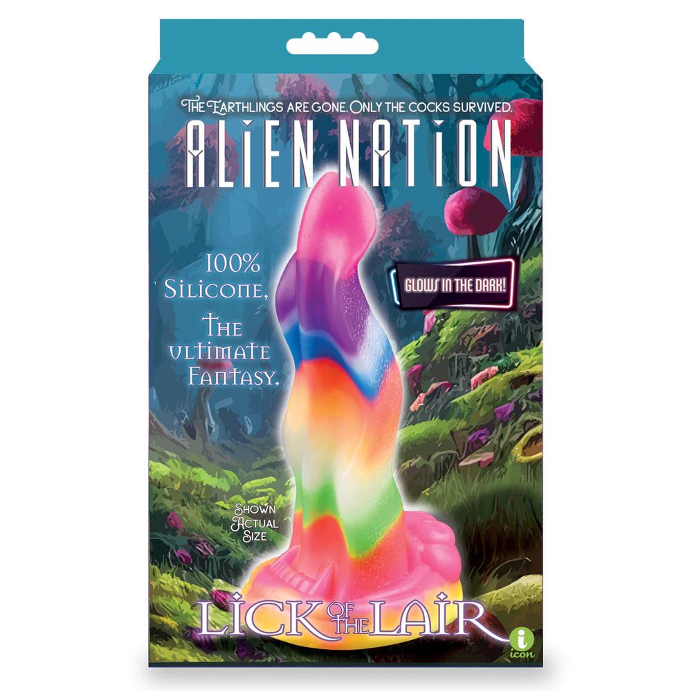 Alien Nation - Lick Of The Lair - Glow in Dark Rainbow 17.8 cm Fantasy Dong - Silk and Sin