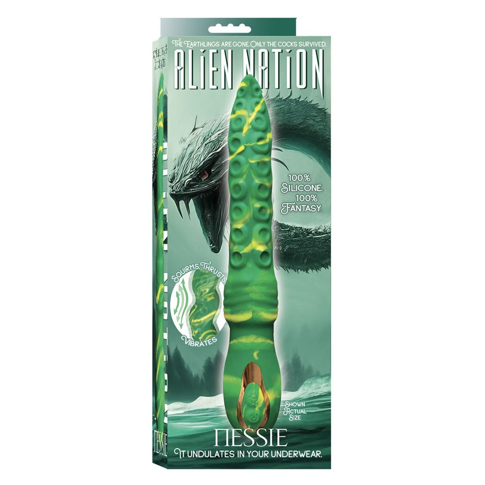Alien Nation - Nessie - Green/Yellow USB Rechargeable Squirming Fantasy Tentacle Vibrator - silkandsin