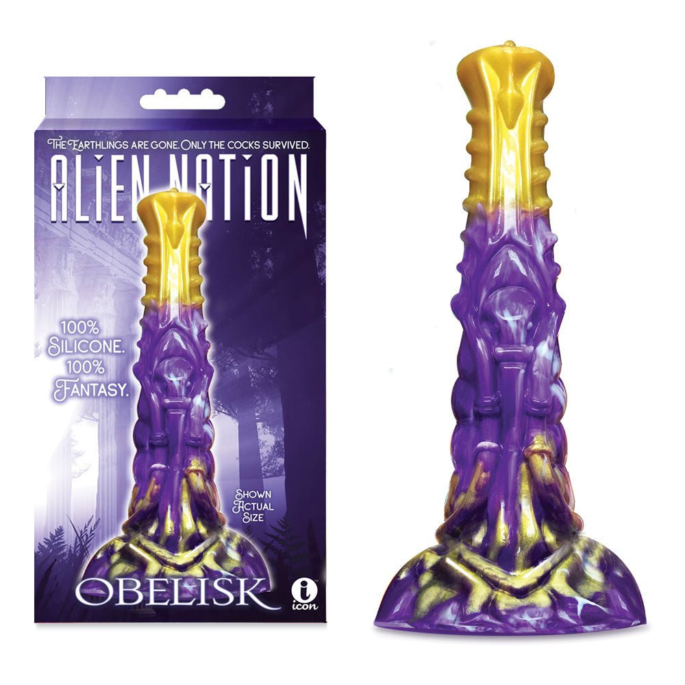 Alien Nation - Obelisk - Purple/Gold 22.2 cm Fantasy Dong - Silk and Sin