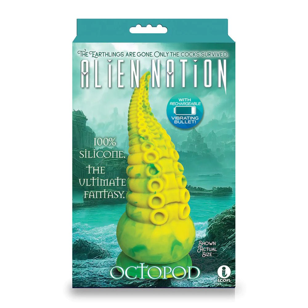 Alien Nation - Octopod - Yellow/Green 22.9 cm USB Rechargeable Vibrating Fantasy Dong - Silk and Sin