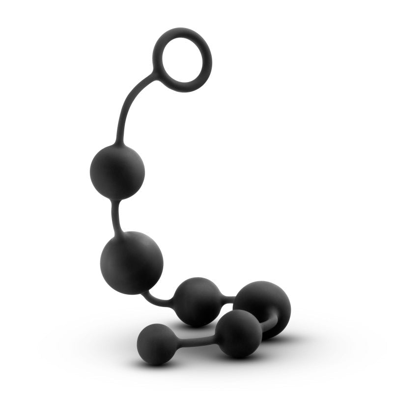 Anal Adventures Platinum Silicone Large Anal Beads - Black 40 cm Large Anal Beads - Silk and Sin