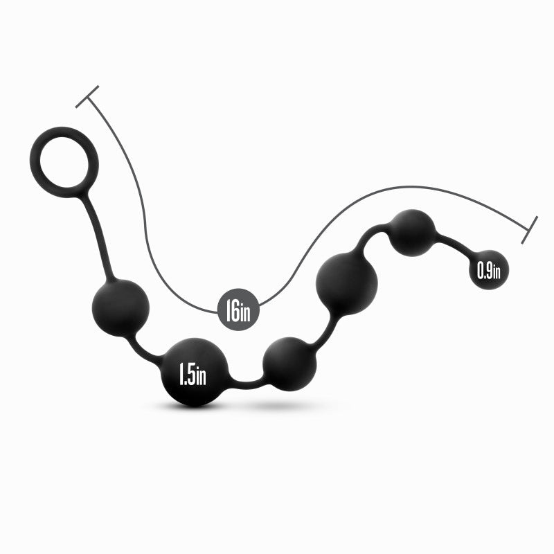 Anal Adventures Platinum Silicone Large Anal Beads - Black 40 cm Large Anal Beads - Silk and Sin