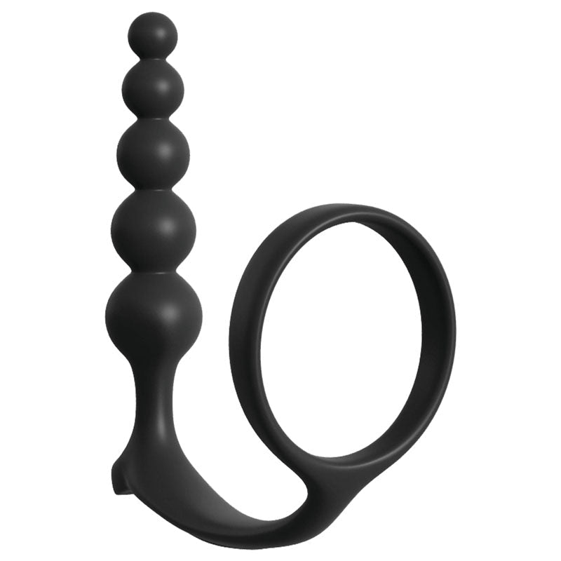 Anal Fantasy Collection Ass - Gasm Cockring Anal Beads - Black Cock Ring with Anal Plug - silkandsin