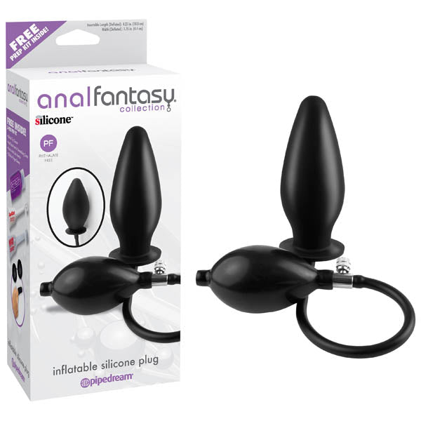Anal Fantasy Collection Inflatable Silicone Plug - Black 10.8 cm (4.25'') Inflatable Butt Plug - silkandsin