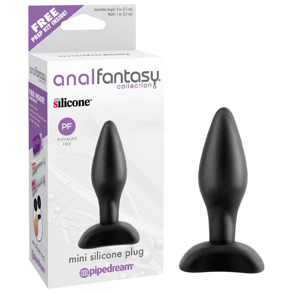 Anal Fantasy Collection Mini Silicone Plug - Black 7.5 cm (3'') Butt Plug - silkandsin