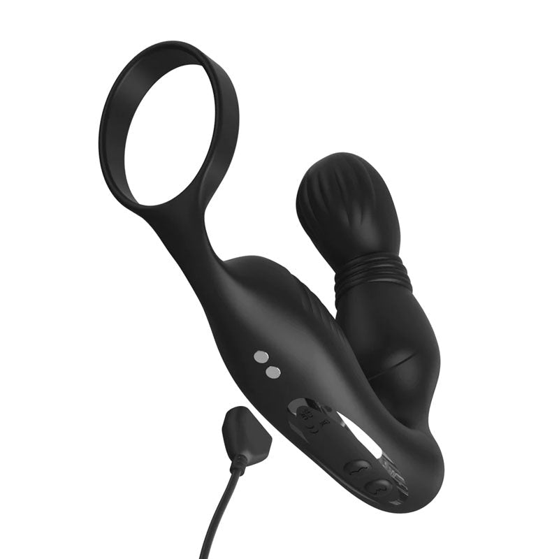 Anal Fantasy Elite Ass - Gasm P - Spot Milker - Black USB Rechargeable Prostate Massage with Cock Ring - silkandsin