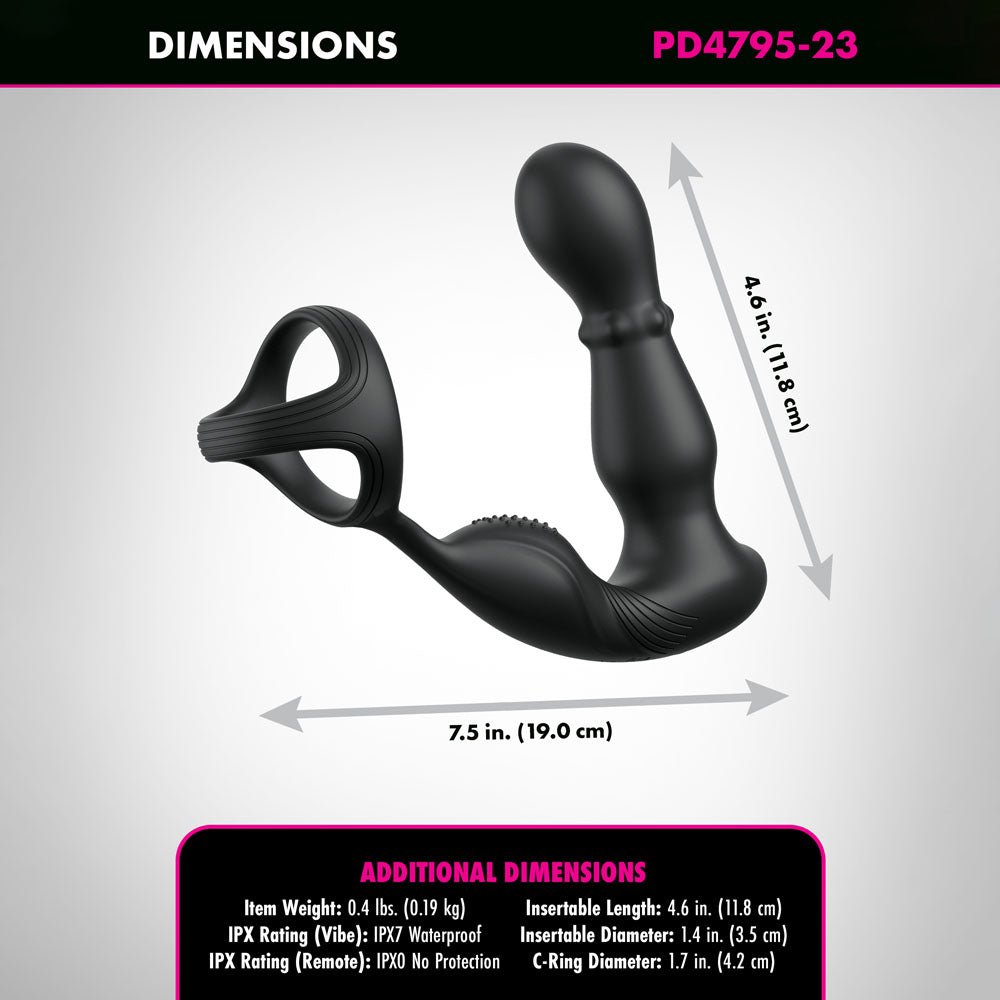 Anal Fantasy Elite Ass - Gasm Slide & Glide - Black USB Rechargeable Prostate Massage with Cock Ring - silkandsin