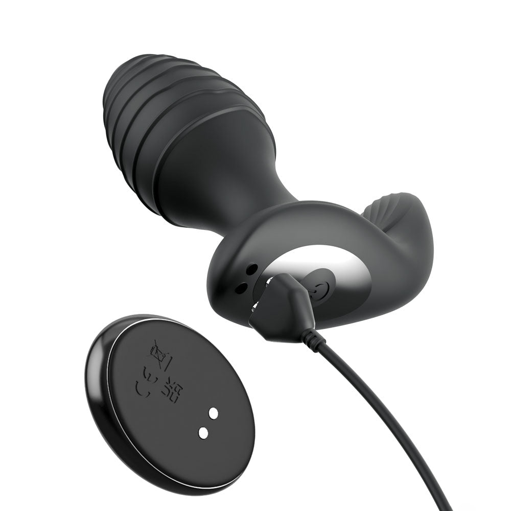 Anal Fantasy Elite Gyro - Milk Pro - Black - Black USB Rechargeable Gyrating Butt Plug - silkandsin