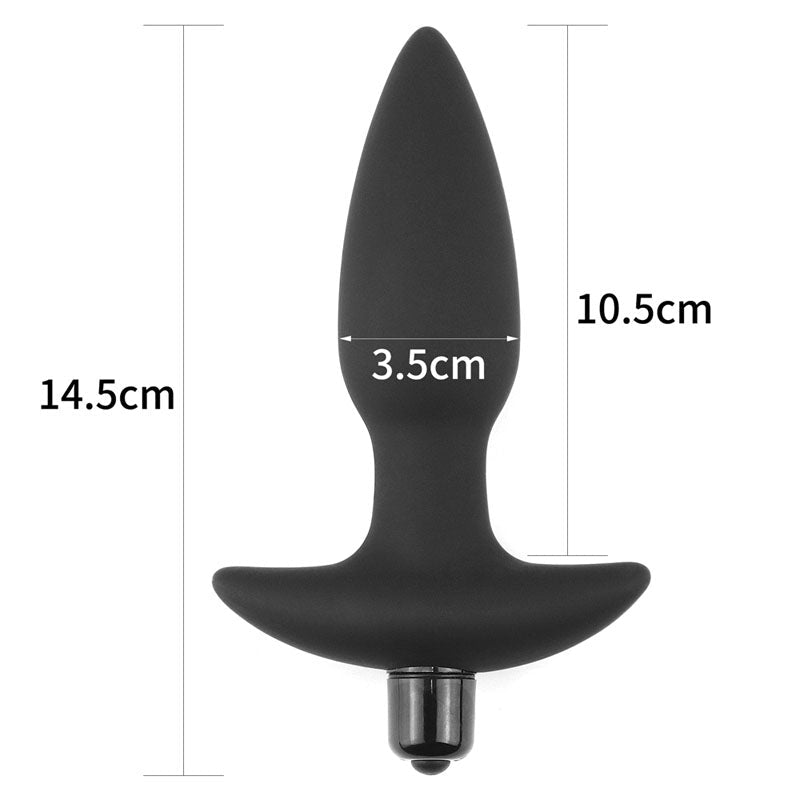 Anal Indulgence Collection Silicone Fantasy Anal Plug - Black 14.5 cm Vibrating Butt Plug - Silk and Sin