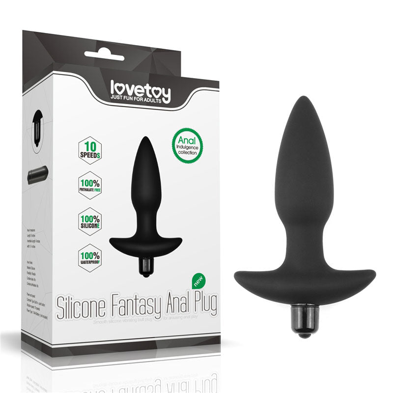 Anal Indulgence Collection Silicone Fantasy Anal Plug - Black 14.5 cm Vibrating Butt Plug - Silk and Sin
