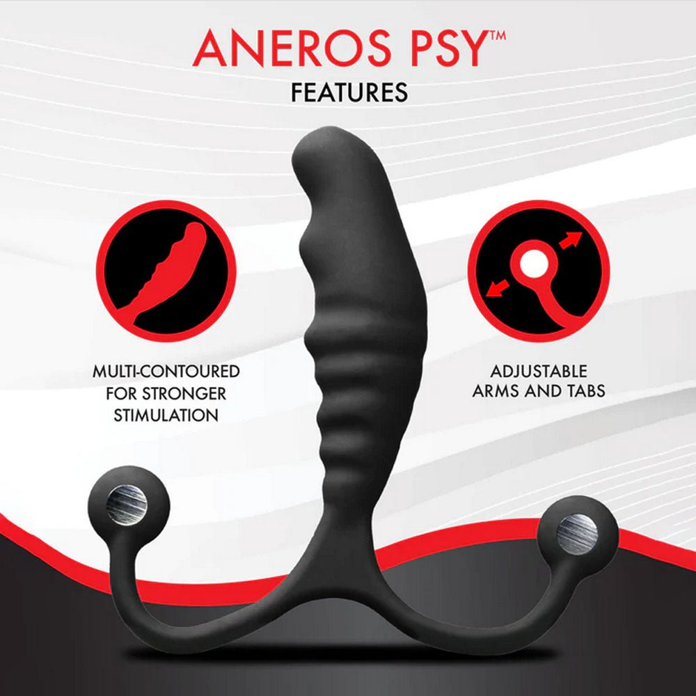 Aneros PSY - Black Prostate Massager with Flexible Arms - Silk and Sin