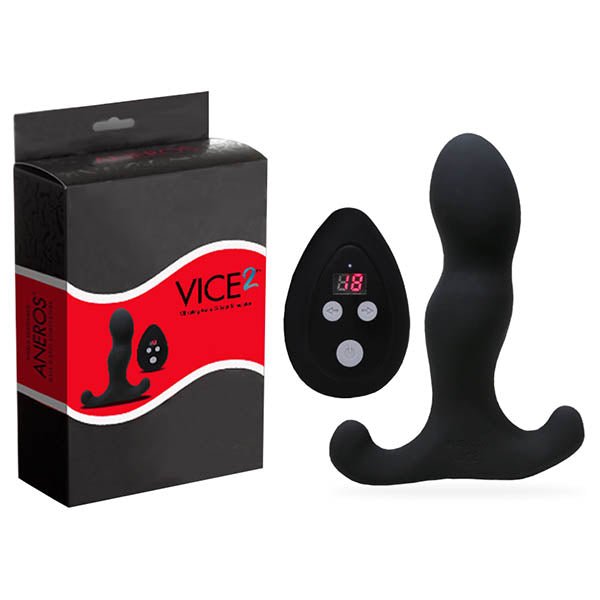 Aneros Vice 2 - Black Vibrating Rechargeable Prostate Massager with Wireless Remote - Silk and Sin