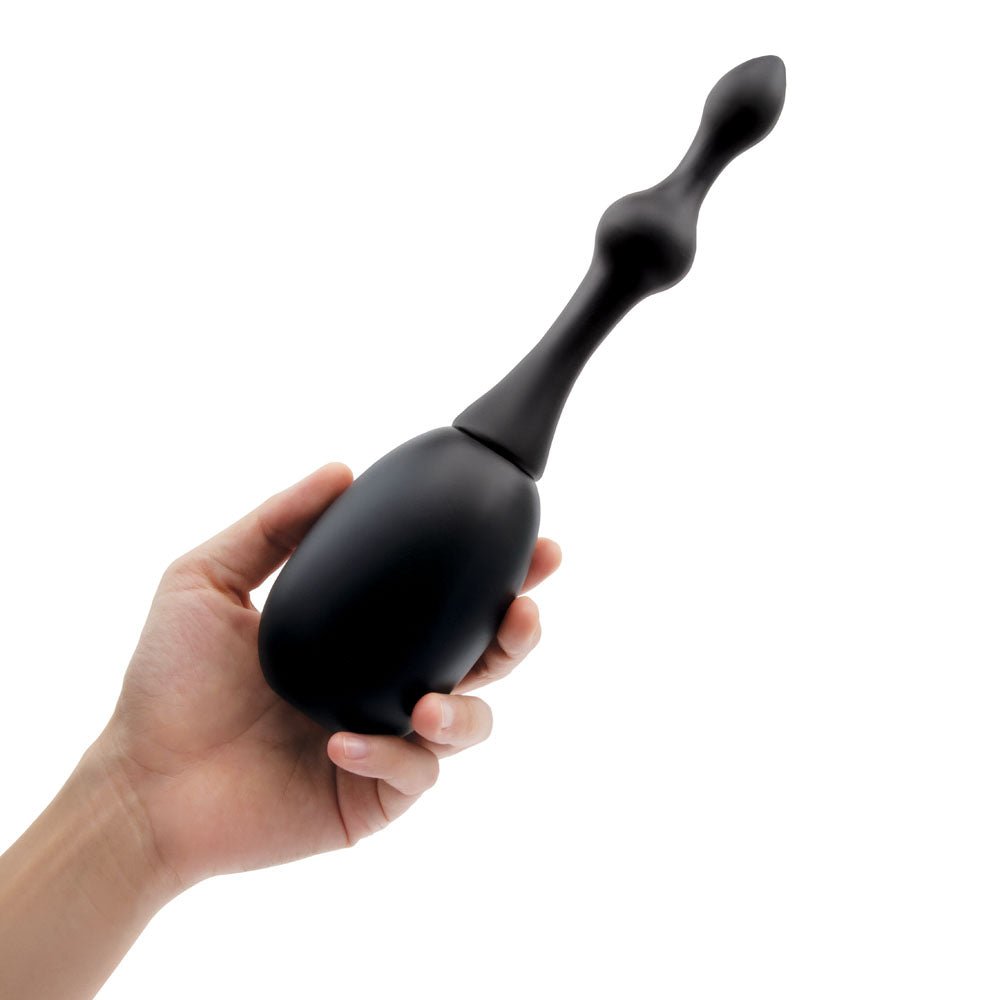 AquaClean Silicone 1-Way Valve Douche Set with Beaded Nozzle - 150 ml Capacity with Free Travel Douche Included - Silk and Sin