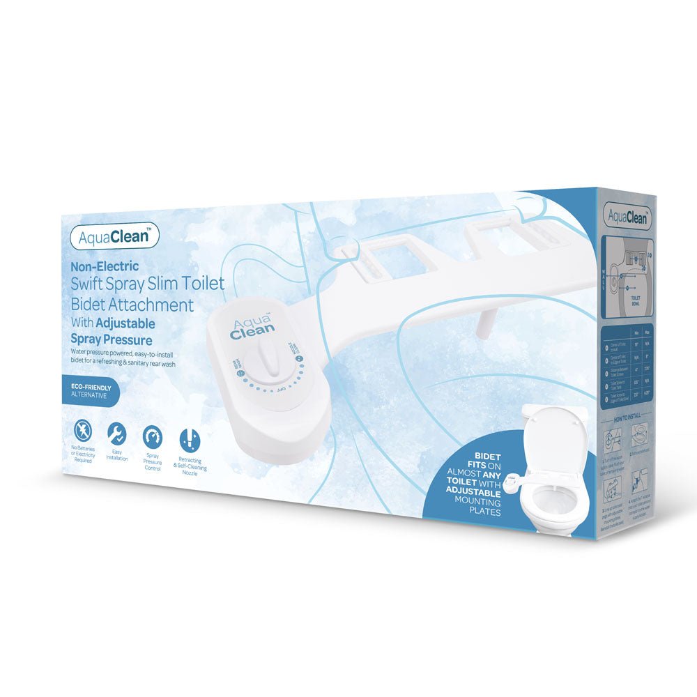 AquaClean Swift Spray Slim Toilet Bidet Attachment - White Non-Electric Bidet Attachment - Silk and Sin