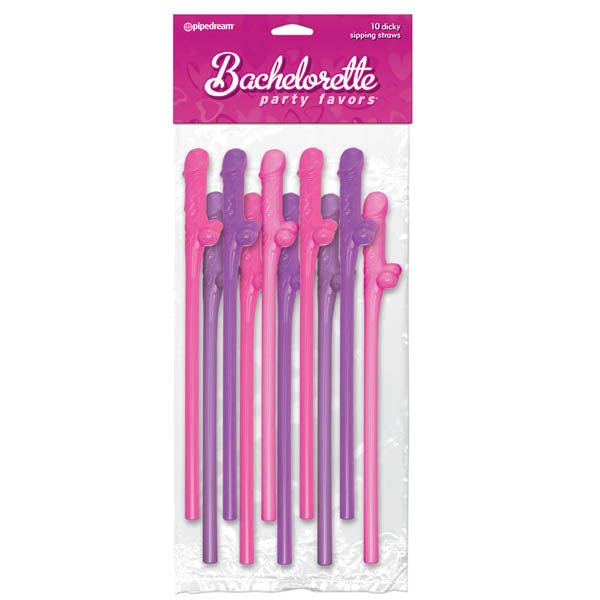 Bachelorette Party Favors - Dicky Sipping Straws - Coloured Straws - Set of 10 - silkandsin