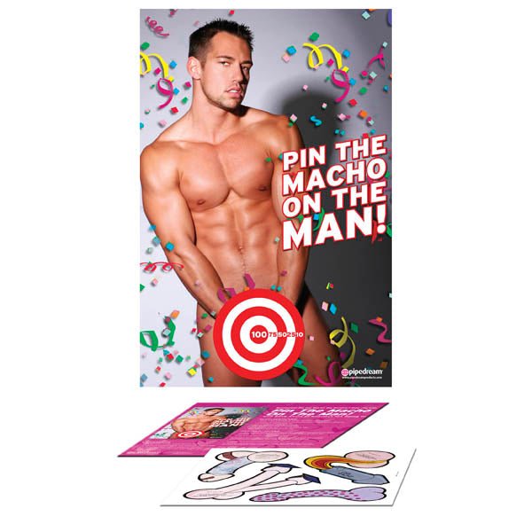 Bachelorette Party Favors Pin The Macho On The Man - Party Game - silkandsin