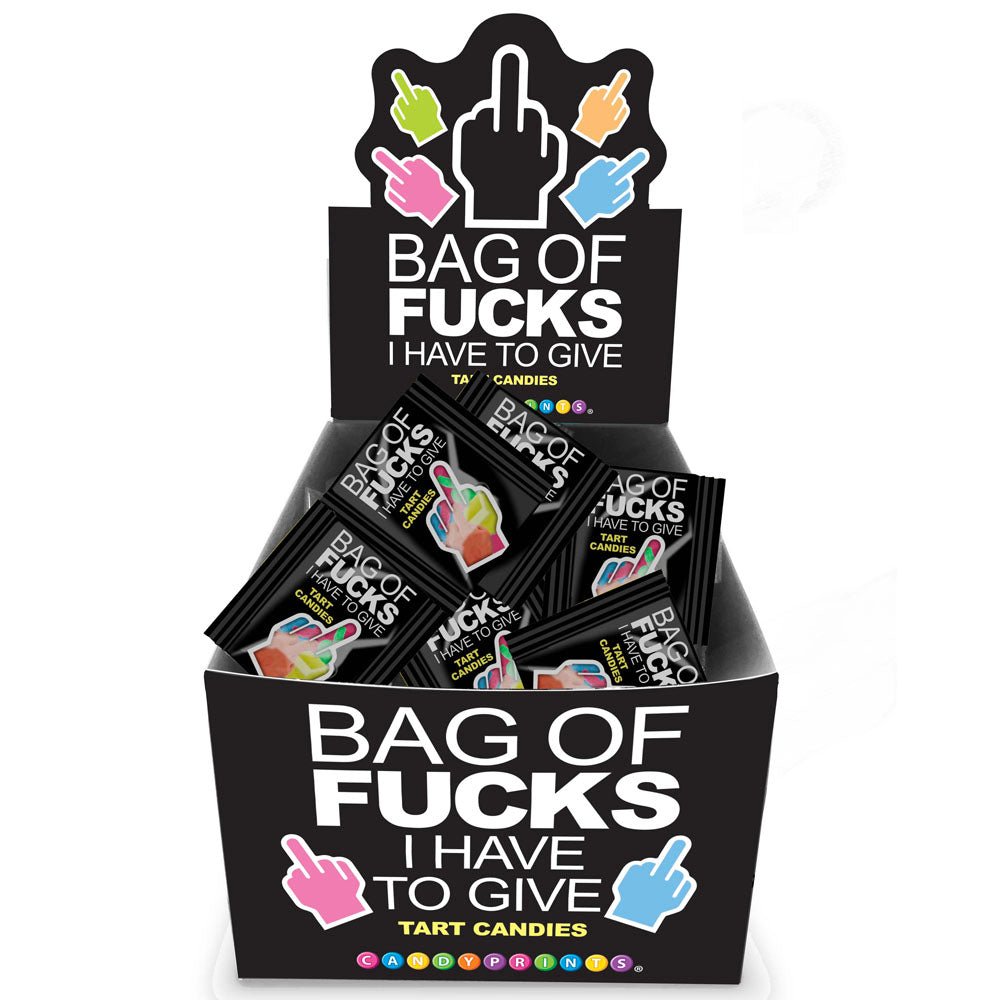 Bag Of Fucks I Have To Give - Display - Fruit Flavoured Lollies - Counter Display of 100 Mini Packs - Silk and Sin