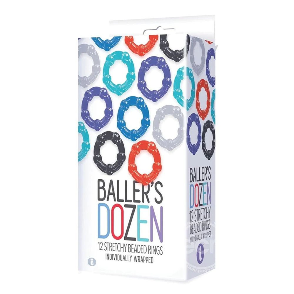Baller's Dozen - Beaded - Individually Wrapped Cock Rings - Pack of 12 - Silk and Sin