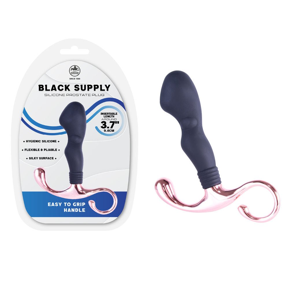 Black Supply - 9.4 cm Silicone Prostate Plug - Black 9.4 cm Silicone Prostate Plug - Silk and Sin