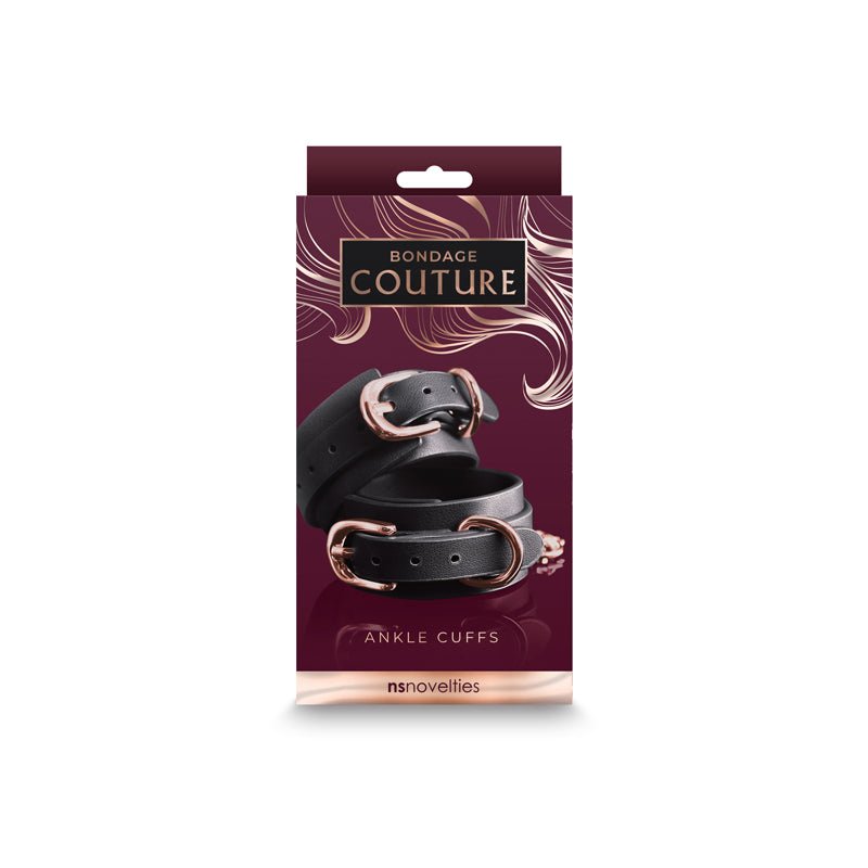 Bondage Couture Ankle Cuffs - Black - Black Restraints - Silk and Sin
