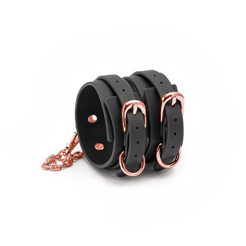 Bondage Couture Ankle Cuffs - Black - Black Restraints - Silk and Sin